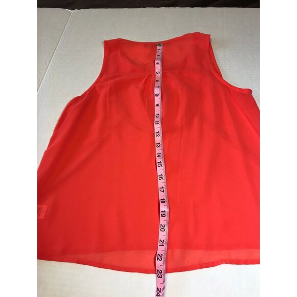 Chloe K Women's Size Small Blouse Sleeveless Sheer Button Front Coral New - Picture 11 of 12